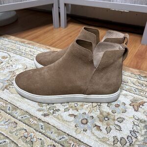 BIRDIES Beige The Falcon Suede High Top Leather Slip on Sneaker Shoe